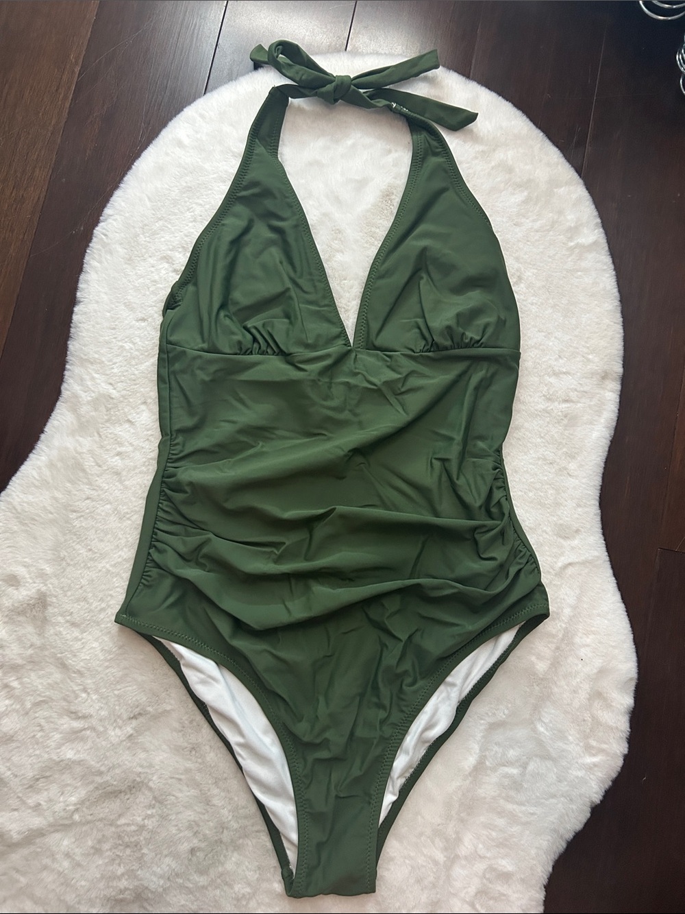 Cupshe Olive Green Halter One-Piece Swimsuit